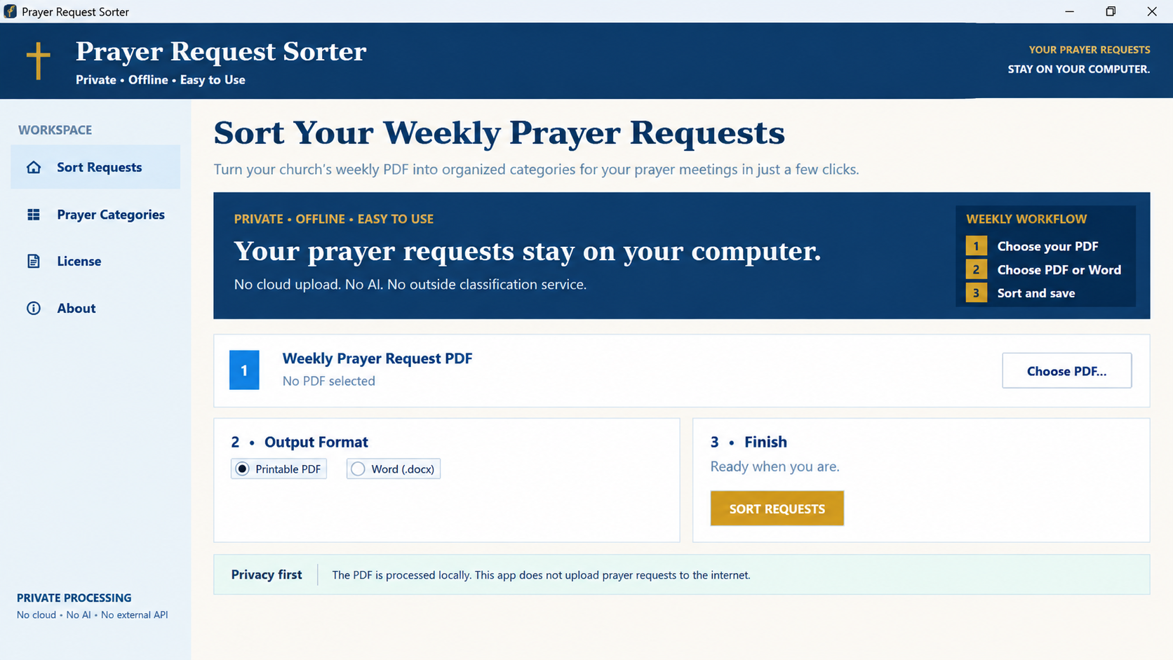 Prayer Request Sorter v1.2.4 application